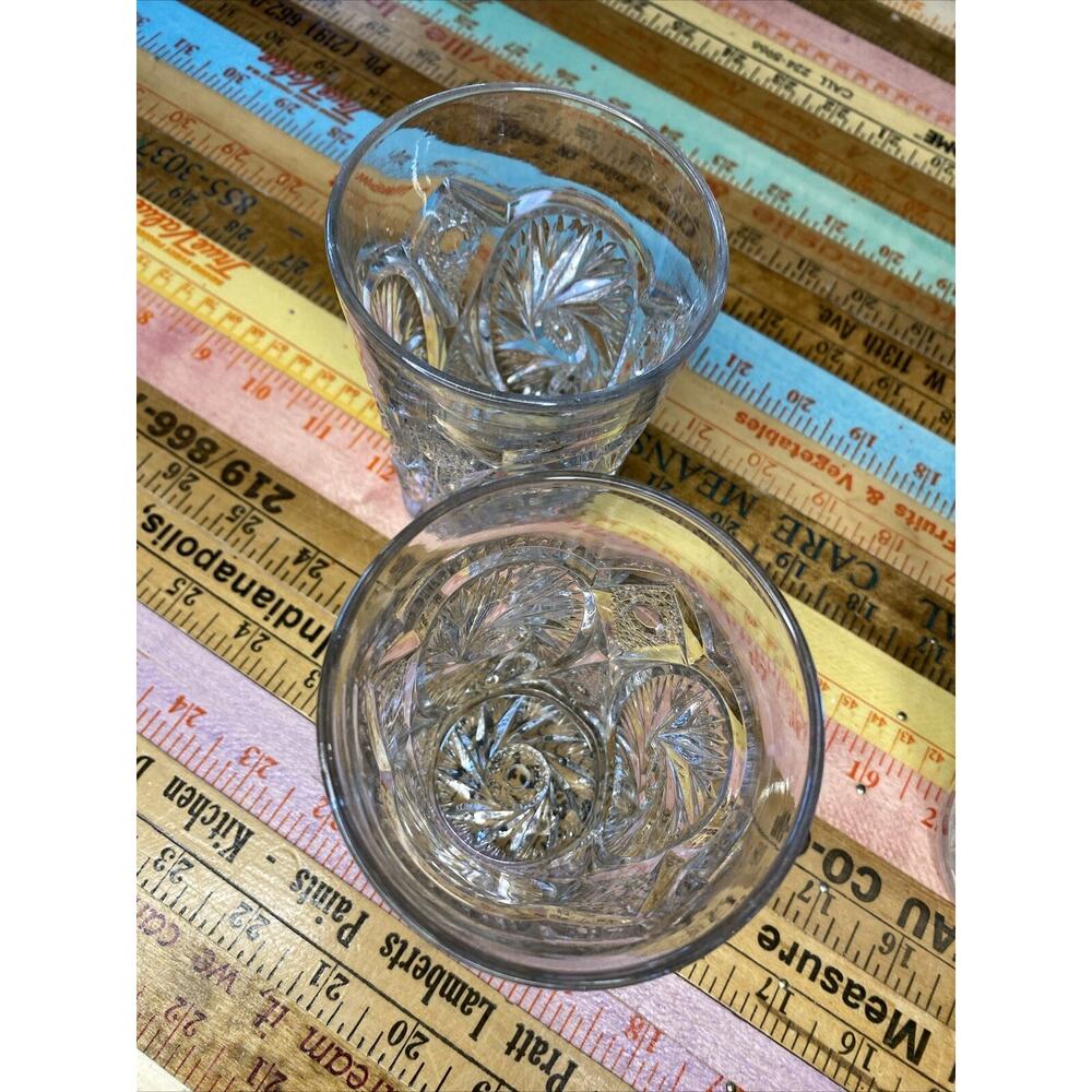 Vintage‎ Starburst Pattern Clear Heavy Juice Glass Oatmeal Glasses 3 MCM 1960s - Picture 5 of 10